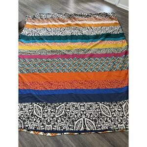 Anthropologie Handstiched Duvet Cover Throw Button Cotton Boho Southwestern